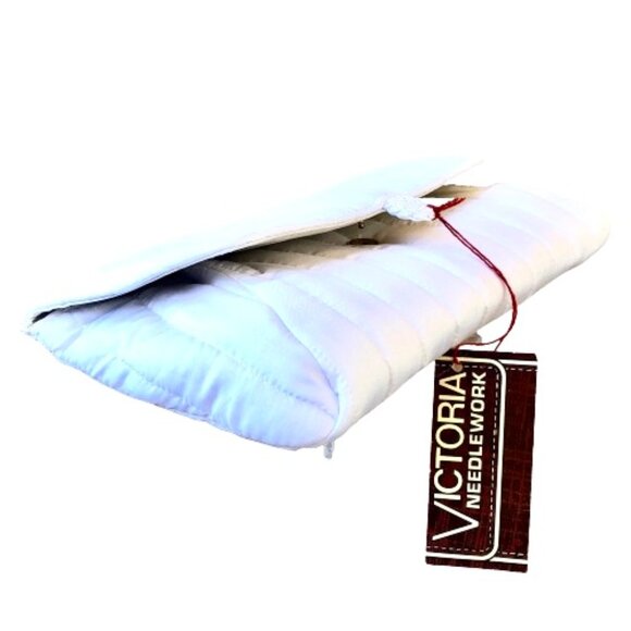 Victoria Needlework Vintage 70's White Quilted Clutch Bag New - Picture 14 of 14